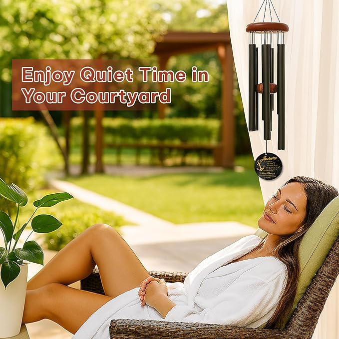 Personalized Anchor Memorial Wind Chime – “Anchors Remind Us That When Life’s Wind Blows and Our Seas Get Rough” Custom Name, Years – Sympathy Gift for Loss of Loved One – Remembrance Windchime