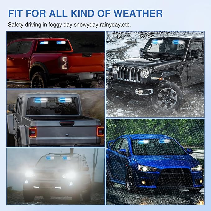 Nilight 24LED Emergency Strobe Traffic Advisor Light Bar 2 in 1 Blue White Dash Warning Safety Flashing Lights Front/Rear Windshield Construction Lights for Trucks Cars Plow Police Vehicles