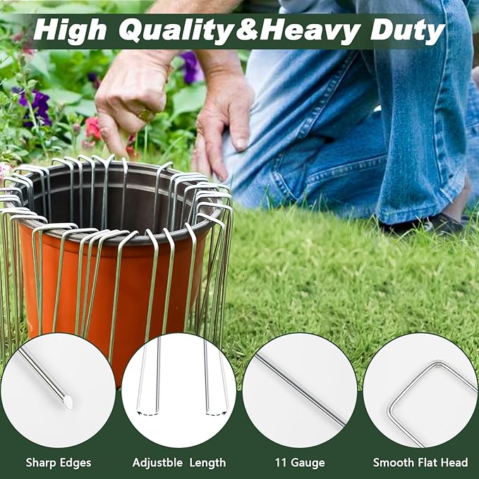 FEED GARDEN 6 Inch 50 Pack Hot-dip Galvanized Landscape Staples Plant Cover Stakes 11 Gauge Tent Stakes Garden Stakes Landscaping Fabric SOD Pins Yard Stakes for Decoration Weed Barrier Fabric