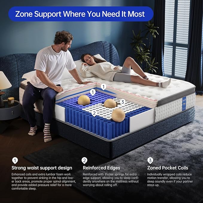 Twin Mattress,10 Inch Twin Size Mattresses in a Box,Memory Foam Hybrid Mattress , Individual Pocket Spring for Motion Isolation &Zoned Support & Pressure Relief,Medium Firm (Twin, 10, 0.0, Inches)