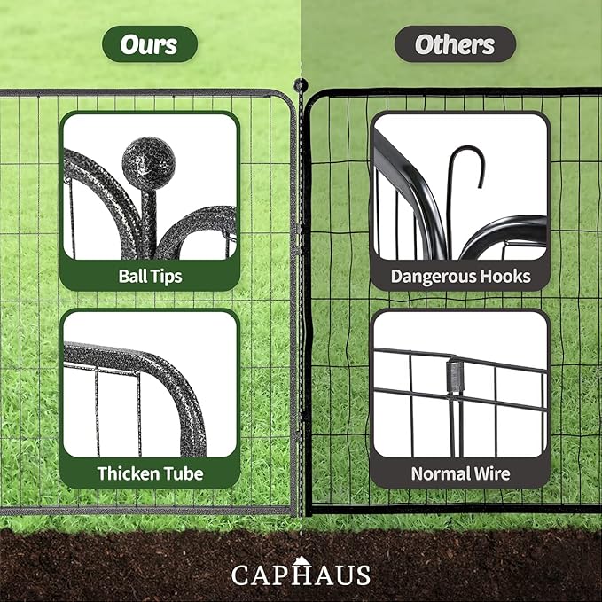 CAPHAUS Decorative Garden Fence, 40 Inch x 21 FT Heavy Duty Iron Fencing Landscape Patio Flower Bed Animal Barrier Border Edging Section, Panel Decor, Folding Wire Fence for Yard for Dog Outdoor