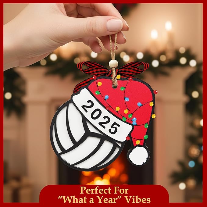 Volleyball Ornament 2025-2 Layer Volleyball Christmas Ornament for Players - Volleyball Gifts for Teen Girls - Sports Ornaments - Teen Girl Ornaments for Christmas Tree - Coach Gift
