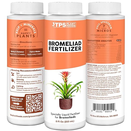 Bromeliad Fertilizer for All Bromeliaceae Plants, Liquid Plant Food 8 oz (250mL)