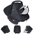 Baby Car Seat Cover Winter, Warm Cozy Carseat Cover for Babies with Mesh Window Breathable, Full Protection Infant Car Seat Covers for Boys Girls, Windproof Newborn Car Seat Canopy, Black