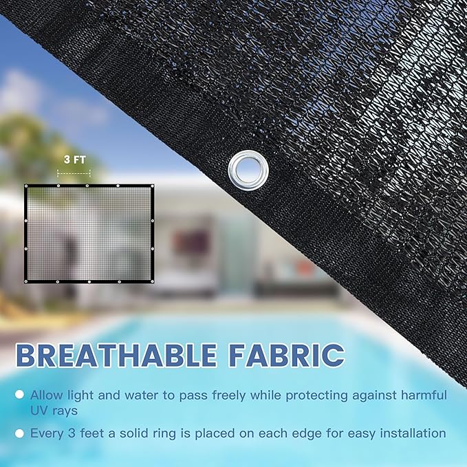 30% Shade Cloth for Garden, Customizing Outdoor Sun Shade Netting with Reinforced Grommets, Pergola Shade Cover Mesh Tarp for Plants Patio Greenhouse Chicken Coop, 6x18 FT, Black