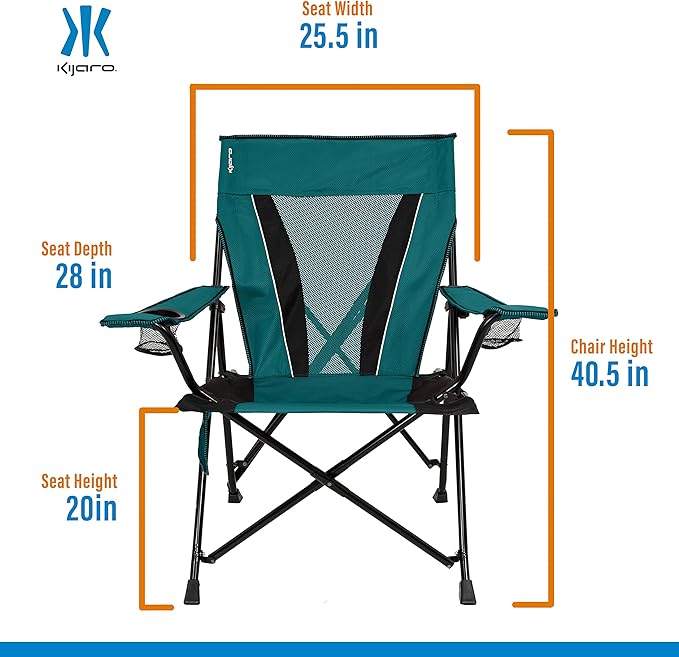 Kijaro XXL Dual Lock Portable Camping Chair - Supports Up to 400lbs - Enjoy The Outdoors in a Versatile Folding Sports & Outdoor Chair