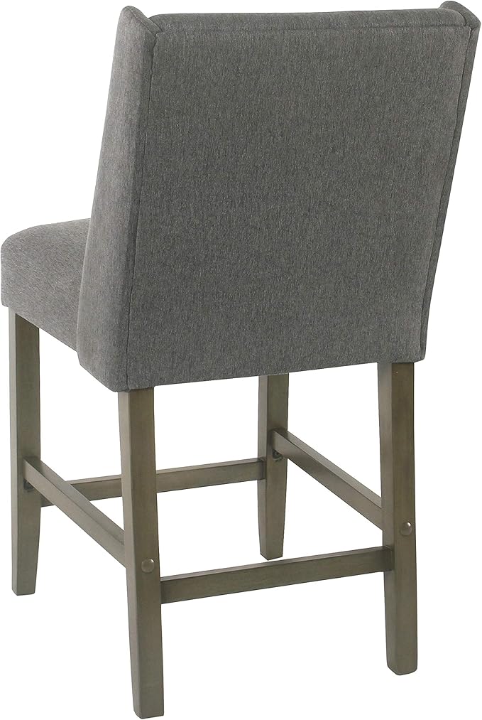 Homepop Home Decor | Modern Counter Stool | Counter Stools With Back | Decorative Home Furniture, Gray 24 inch, Pewter Woven