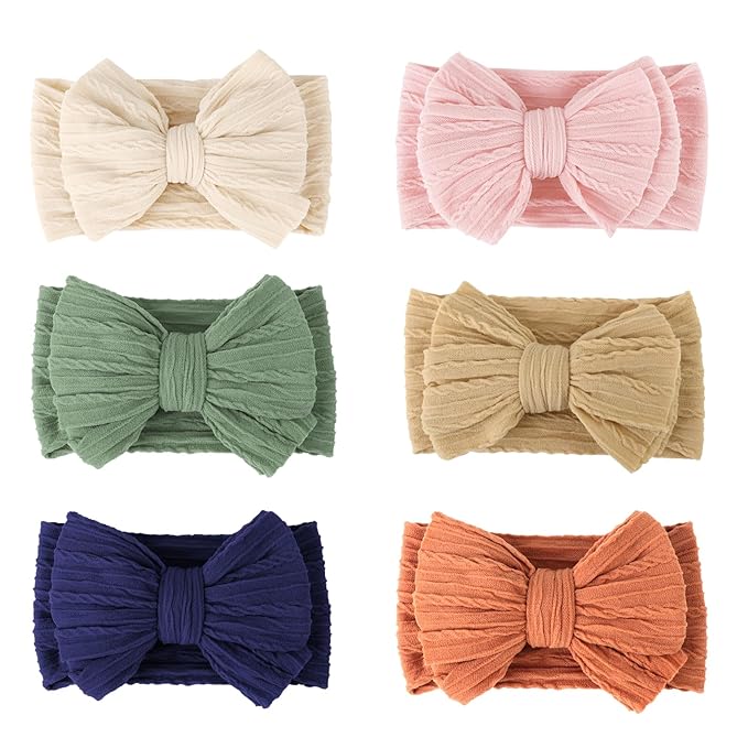 AQOKKA Baby Bows Headbands Nylon Baby Girl Headbands Soft Handmade Hairbands Toddler Hair Accessories for Girls Baby Newborn Infant Kids