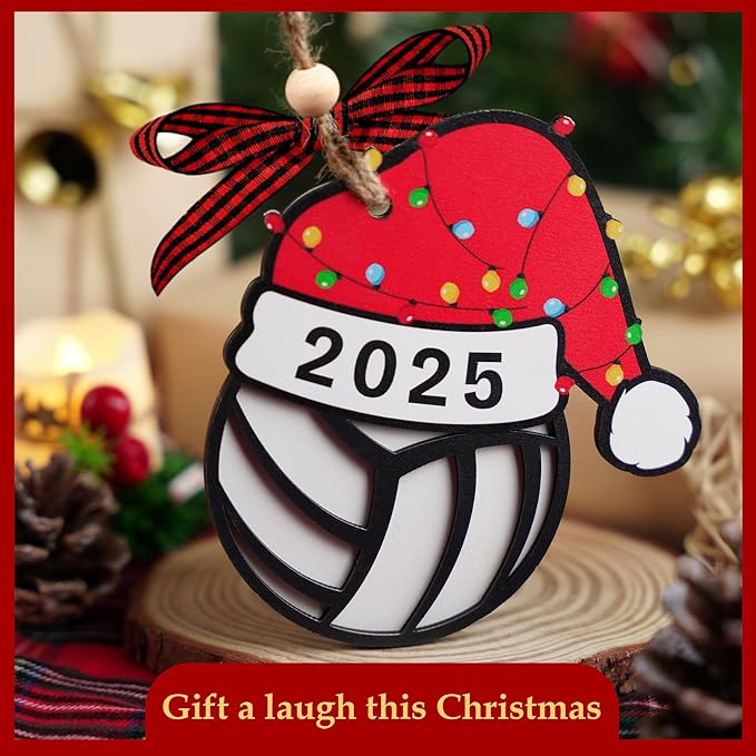 Volleyball Ornament 2025-2 Layer Volleyball Christmas Ornament for Players - Volleyball Gifts for Teen Girls - Sports Ornaments - Teen Girl Ornaments for Christmas Tree - Coach Gift