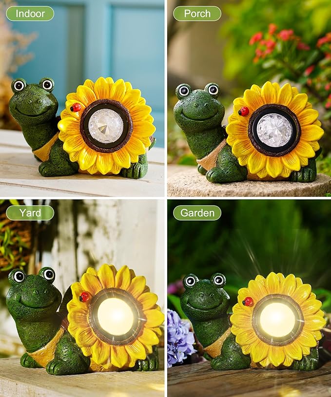 Nacome Solar Turtle Garden Decor with Sunflower: Outdoor Clearance Statues Lights for Outside Lawn Ornaments Porch Patio Balcony Yard - Birthday Gifts for Mom Grandma Women(Green)