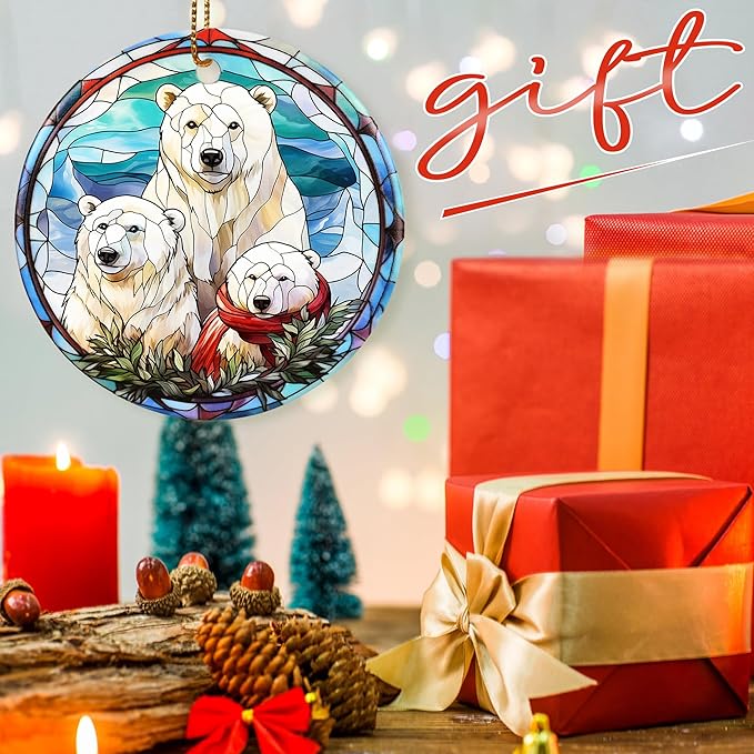 Christmas Ornament, Three Polar Bear Ornament, Christmas Decorations for Tree, Heirloom Keepsake, Gift Idea