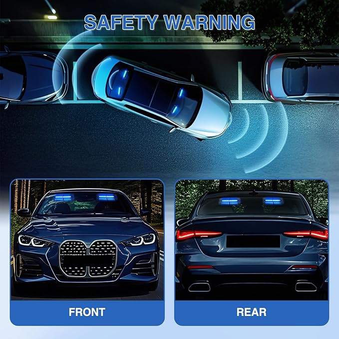Nilight 24LED Emergency Strobe Traffic Advisor Light Bar 2 in 1 Blue Dash Warning Safety Flashing Lights Front/Rear Windshield Construction Lights for Trucks Cars Plow Police Firefighter Vehicles