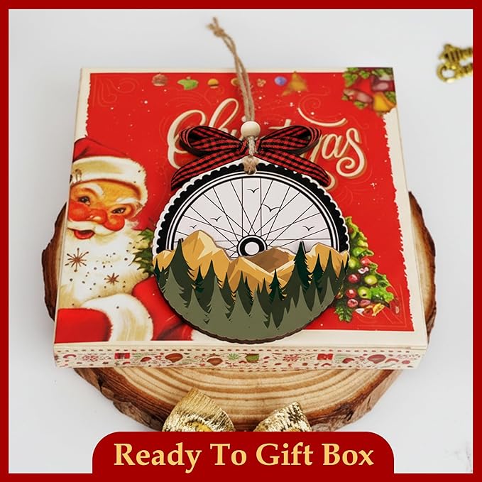 Mountain Bike Ornament - 2 Layer Bicycle Christmas Ornament - Biker Gifts for Men, Women - Gifts for Bikers - Gift for Cyclist - Mountain Bike Gift for Men - Biking Ornament for Christmas Tree