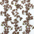 Mizii 3 Strands Artificial Vines Ivy Garland 74" Fake Vine with Silk Green Leaves Faux Hanging Plants Greenery Decoration for Outdoors Wedding Party Indoor Bedroom Home Wall Room Decor (Purple Green)