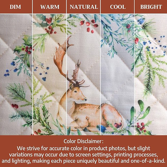Maison d' Hermine 100% Cotton Oven Mitt & Pot Holder Set (7.5"x13" & 8"x8") Heat Resistant BBQ Cooking Gloves with Loop for Thanksgiving Christmas Decorations Handling Hot Pans (Holly Time)