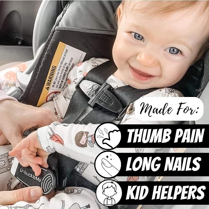 UnbuckleMe Car Seat Buckle Release Tool - Easy Opener Aid for Arthritis, Long Nails, Older Kids - Button Pusher for Infant, Toddler, Convertible 5 pt Harness car Seats - As Seen on Shark Tank (Pink)