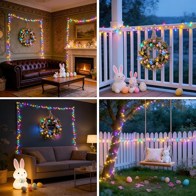 LAMPHOME 33ft Christmas Decorative Mini Lights, 100 LED Green Wire Fairy Starry String Lights Plug in, 16 Lighting Modes, for Indoor Outdoor Xmas Tree Wedding Party Decoration (Warm+Multicolor)