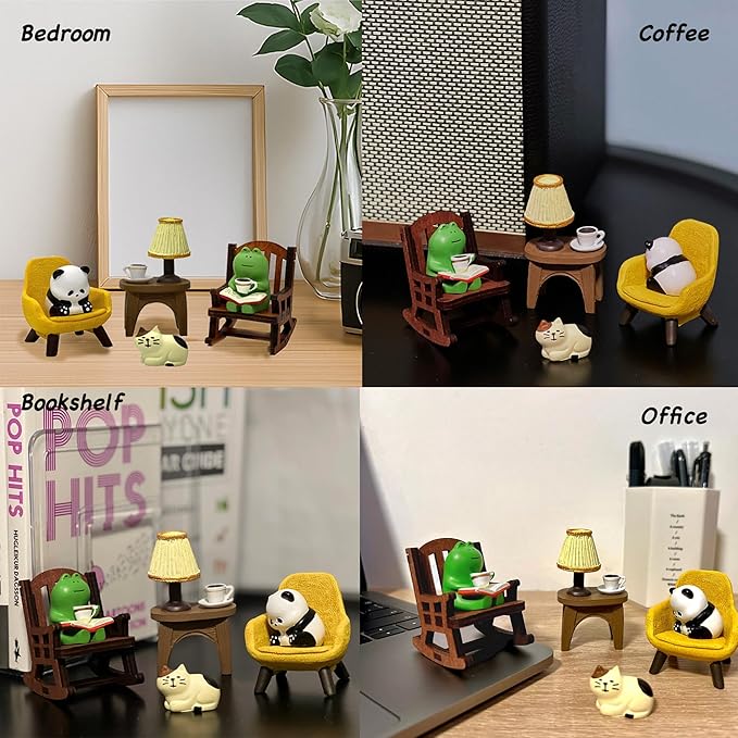 Miniature Frog Figurines, Cute Frog Desk Accessories for Desk Decor, Funny Gifts for Garden Decor, Mini Resin Animal Garden Statues (Multi-Animal)