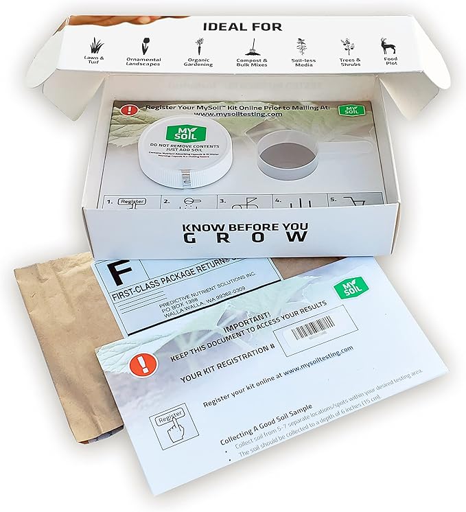 MySoil Soil Test Kit, Unlock Your Lawn & Garden Potential, Complete & Accurate Nutrient and pH Analysis with Recommendations Tailored to Your Soil and Plant Needs