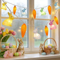 LED Easter Bunny Carrot String Lights, 8.5Ft Plug in Rabbit Lights Indoor Easter Decorations, 10 Multicolor Bunny Carrots for Outdoor Party Birthday Garden Spring Home Decor for Kids