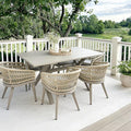 PURPLE LEAF 7 Pieces Outdoor Dining Set All-Weather PE Rattan Outdoor Patio Rurniture Set with All Aluminum Frame Rectangular Table and Chairs Set for Lawn Garden Backyard Deck, Champagne