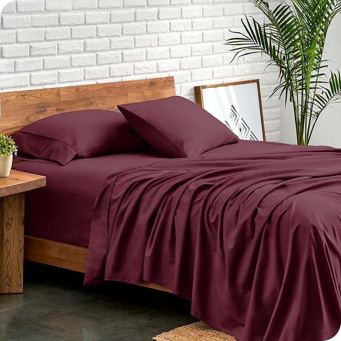 Bare Home Twin XL Sheet Set - College Dorm Size - Luxury 1800 Ultra-Soft Microfiber Twin Extra Long Bed Sheets - Deep Pockets - Easy Fit - Extra Soft - 3 Piece Set - Bed Sheets (Twin XL, Burgundy)