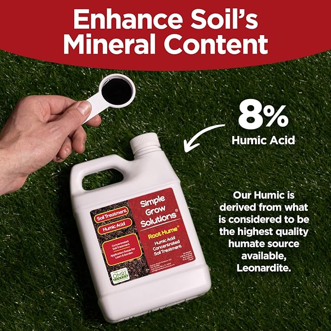 Raw Organic Soil Conditioner- Root Hume- Simple Grow Solutions- Natural Plant & Lawn Treatment- Nutrient Food Enhancer- Concentrated Liquid Humic - Grass, Tomatoes, Citrus, Flowers, Vegetables