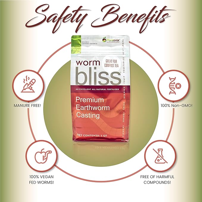 Worm Bliss (1 Cubic Ft, 30lbs) - Organic Worm Castings for Plants & Gardening - OMRI-Listed Earthworm Castings for Plants, Vegetables, Flowers, & Potting Soil - Garden Fertilizer Rich in Nutrients