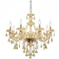 Modern Elegant K9 Crystal Chandelier 8 Lights, Cognac Crystal Ceiling Pendant Light Fixture Candle Style E12 Base for Living Room Bedroom Hallway (8 Lights)