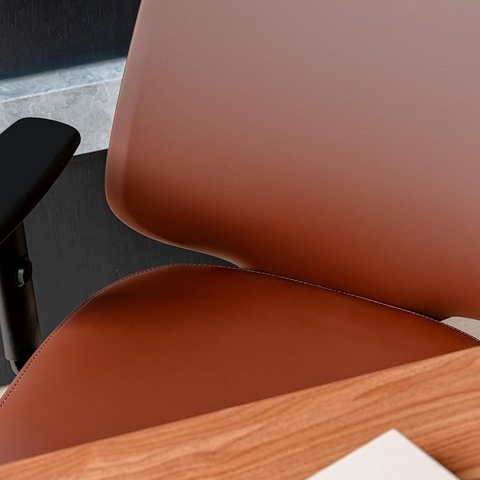 Branch Daily Chair - Vegan Leather Office Chair with Swivel, Lumbar Rest, and Adjustable Armrests - Comfortable Seating for Improved Posture and Productivity - Mahogany