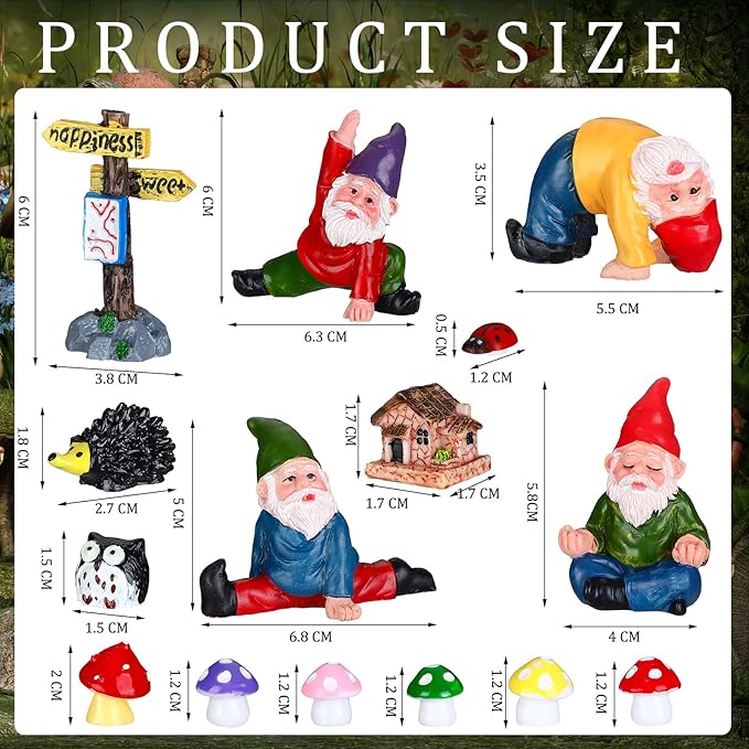 Jetec Gnomes Fairy Resin Statues Miniature Garden Accessories Mini Dwarf Figurine Fairy Miniature Ornament DIY Kit Micro Landscape Ornaments for Outdoor Indoor Patio Yard Lawn Garden ﻿(Yoga Gnomes)