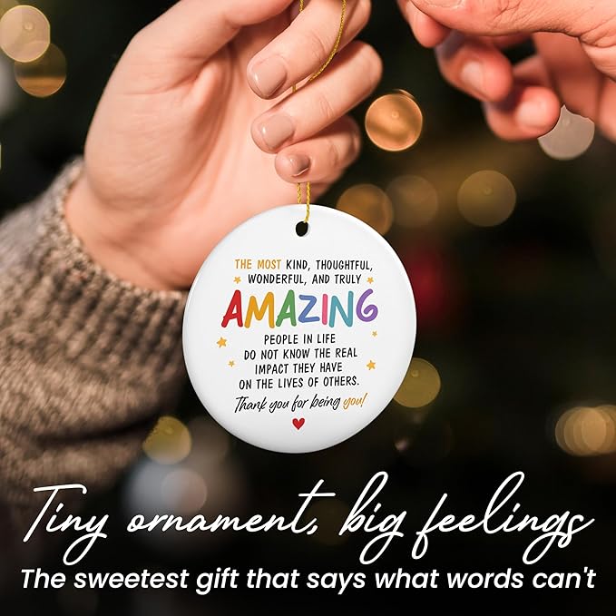 GEEMBI Christmas Coworker Gifts for Women Friends - Ceramic Christmas Ornaments 2025 for Tree Decorations - Inspirational Appreciation Thank You Gifts for Coworkers Work Bestie, Stocking Stuffers