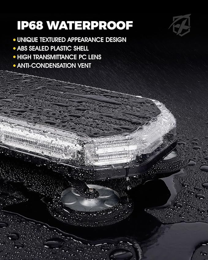 Xprite 42 LED Rooftop Strobe Beacon Lights - Magnetic Mount Emergency Light Bar for Firefighters, Ambulances, Tow Trucks, Construction Vehicles, White Red Flashing Caution Lights