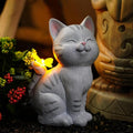Solar Garden Cat Statue with LED Butterfly Light, Decorative Resin Outdoor Figurine 7.7in, Yard Lawn Ornaments Porch Patio Balcony Home House - Birthday Gifts for Grandma Mom Women