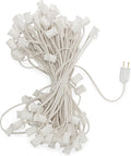 HLO Lighting C7 Light Strings | 50' White Cord with 12" Socket Spacing, E12 Light Stringer for C7 Christmas Lights