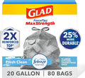 Glad ForceFlex MaxStrength Kitchen Trash Bags, 20 Gal, Fresh Clean Febreze