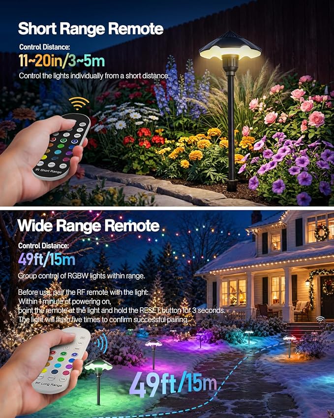 HIBOITEC 6-Pack RGBW Low Voltage Pathway Lights 3W 12-24V LED Landscape Lighting Outdoor Color Changing Landscape Lights Aluminum Waterproof Path Lighting for Walkway Yard Garden