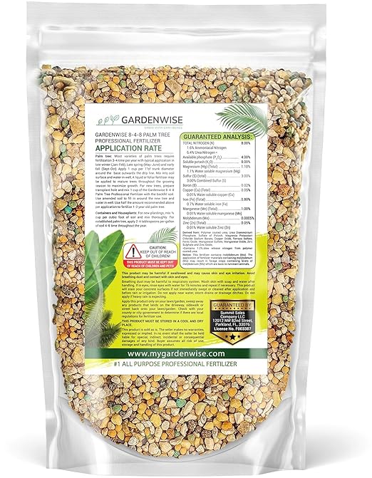 8-4-8 Professional Palm Tree Fertilizer Plant Food; for Indoor Potted Plants and Outdoor Landscape Palm Trees; Quick-Release Nitrogen Fertilizer and Continuous Feeding (3 QUARTS)