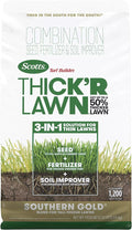 Scotts Turf Builder Thick'R Lawn Southern Gold Blend for Tall Fescue Lawns, Grass Seed, Fertilizer, and Soil Improver, 12 lb.