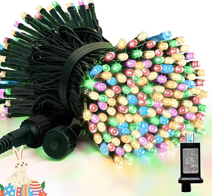 LAMPHOME 33ft Christmas Decorative Mini Lights, 100 LED Green Wire Fairy Starry String Lights Plug in, 16 Lighting Modes, for Indoor Outdoor Xmas Tree Wedding Party Decoration (Warm+Multicolor)