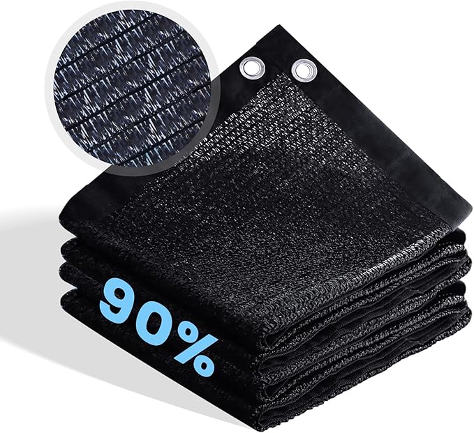 90% Shade Cloth for Garden, Customizing Outdoor Sun Shade Netting with Reinforced Grommets, Pergola Shade Cover Mesh Tarp for Plants Patio Greenhouse Chicken Coop, 8x9 FT, Black
