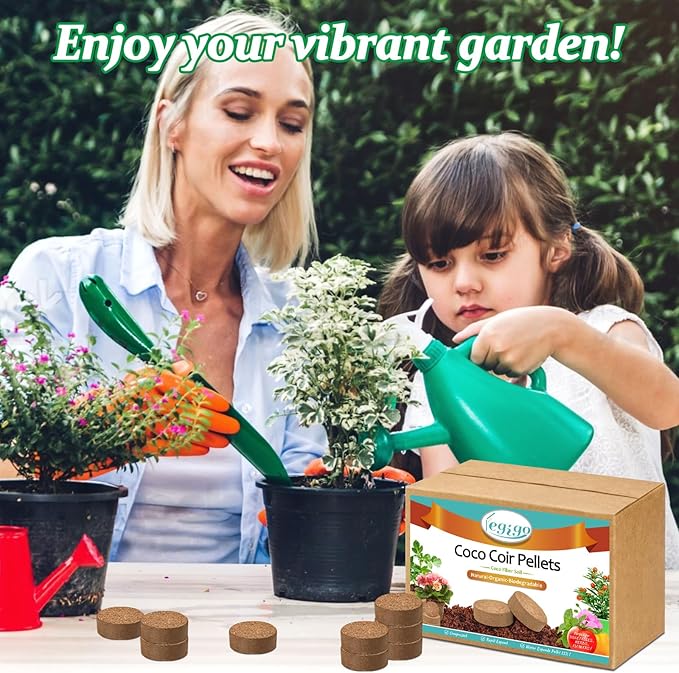 Legigo 50 Pcs 40mm Organic Coco Coir Pellets for Plants- Compressed Coconut Coir Potting Soil, Coco Fiber Pellets Coco Coir Soil for Planting, Garden, Bonsai, Herbs, Flower & Vegetables