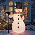 VINGLI 5FT Outdoor Snowman Christmas Decorations, Lighted Outdoor Snowman w/200 LED Lights, Tall Hat, Red Scarf, Ground Stakes, Zip Ties for Indoor, Yard, Outside Xmas Decor
