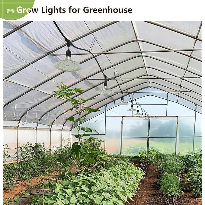 Outdoor LED Grow Light with Timer, 12-Light Full Spectrum Grow Light Strip, Waterproof Plant Lamps, UL Certified String Grow Lights for Greenhouse Garden, 41FT Light for Veg Seedling Flower