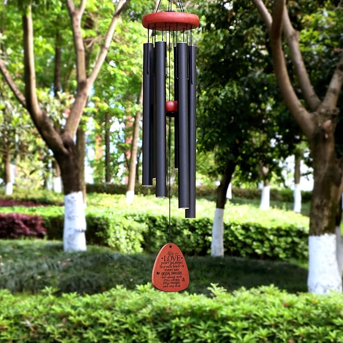 Memgift Memorial Wind Chimes for Outside – Sympathy Gift for Loss of Loved One, Outdoor Keepsake in Memory of Dad Mom Daughter Son