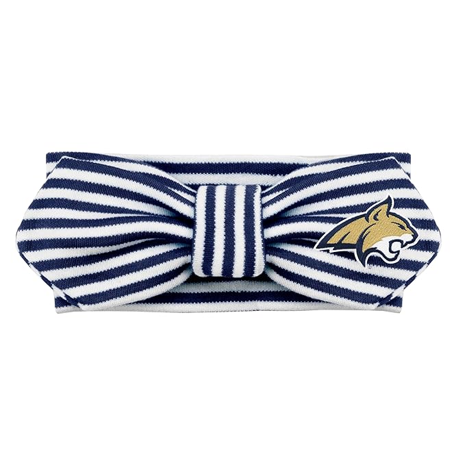 Creative Knitwear Montana State Bobcats Infant Girls Navy/White Striped Hair Knot Headband Embroidered Logo - Size Newborn - 4T