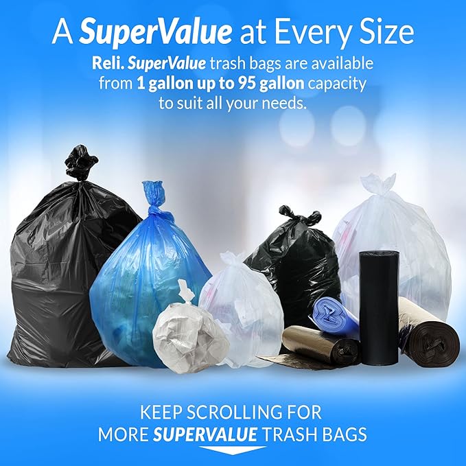 Reli. 2-4 Gallon Trash Bags | 2000 Bags | Clear | Bathroom | Strong | Garbage