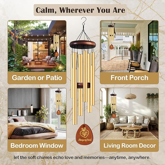 Lintriguinlgy Friendship Wind Chimes for Women, 26" Best Friend Wind Chimes for Female Friends, Friendship Windchimes Outdoor Decor, Best Friend Birthday Gifts for Women, Sentimental BFF Gift Ideas