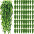 Geosar 64 Pcs Artificial Hanging Plants 32 Inch Hanging Boston Ferns Plastic Fake Plants for Wall Room Garden Wedding Garland Indoor Outdoor Decoration, No Basket