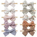 Baby Girl Bows and Headbands,10 pcs Stretchy Soft Nylon Hairbands Hair Bows for Newborns, Infants, Toddlers - Handmade Baby Hair Accessories for Girls Gifts